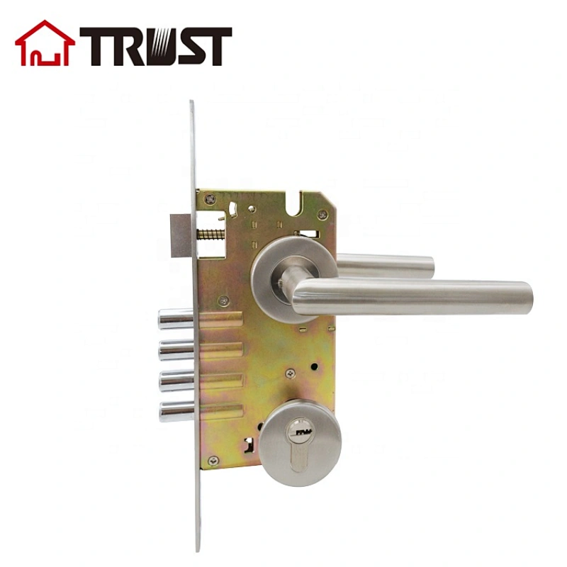 TRUST TH003-SS+8560HD-B70KTSN Tuber Lever Handle Stainless Steel Gate Door Lock With 8560 Mortise lock and Cylinder