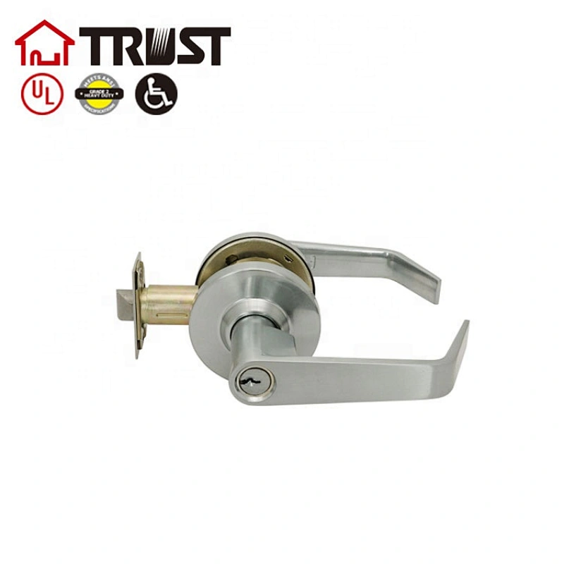 TRUST 4478 E(F87)-SC Heavy Duty Designer Commercial Lever Door Lock (Satin Chrome, 26D) , Grade 2 Industrial Door Handle - UL 3 Hour Fire Rated