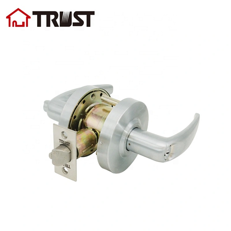 TRUST 45 Series Dynasty Hardware Grade 2 Commercial Duty Office Door Keyed Lever Lockset, Satin Nickle Finish