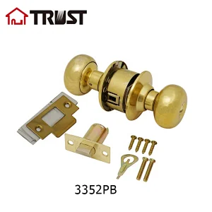 TRUST 3352-PB  Double Sided Washroom Bathroom Door Lock Knob Cylindrical Knob Lock For Wooden Door