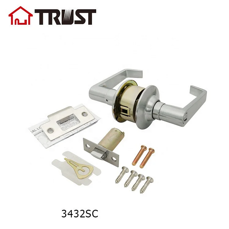 TRUST 3432-SC  Satin Chrome Privacy ANSI grade 3 Door Lock For Interior Door