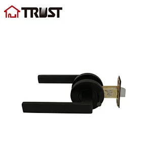 Hall/Closet Lever Handle Lock Matt Black Finish--Heavy Duty Door Lock Handle in Matt Black for Passage Door,ZH038-BK-MB