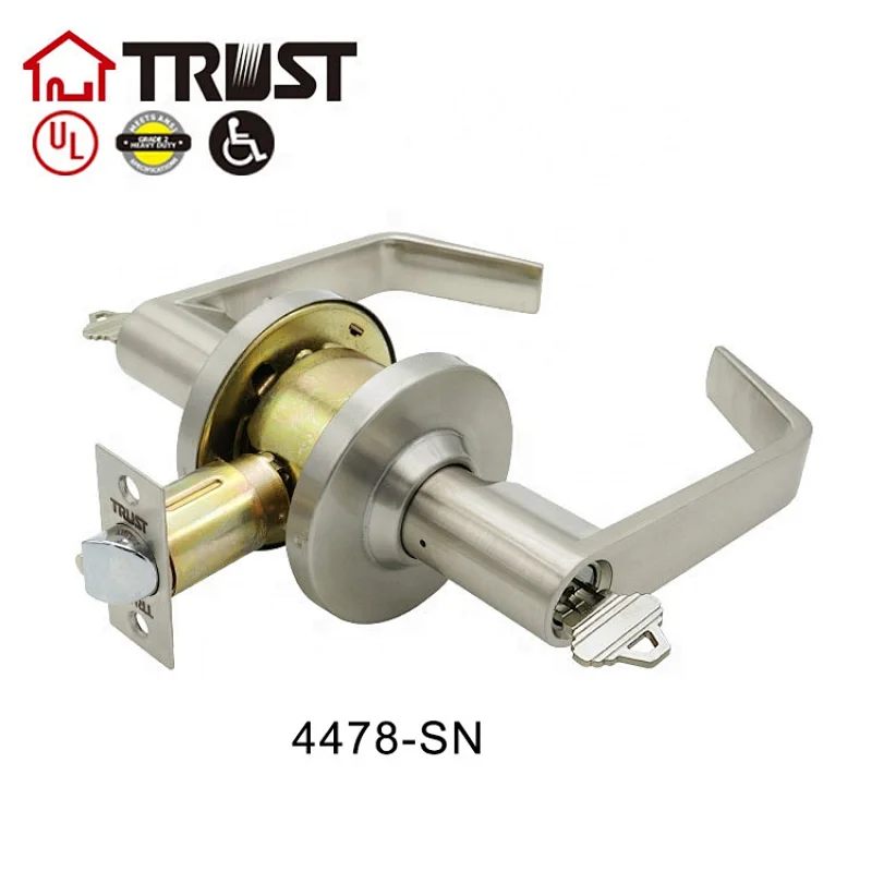 TRUST 4478 E(F87)-SN Heavy Duty Designer Commercial Lever Door Lock (Satin Nickle, 26D)Grade 2 Industrial Door Handle - UL 3 Hour Fire Rated