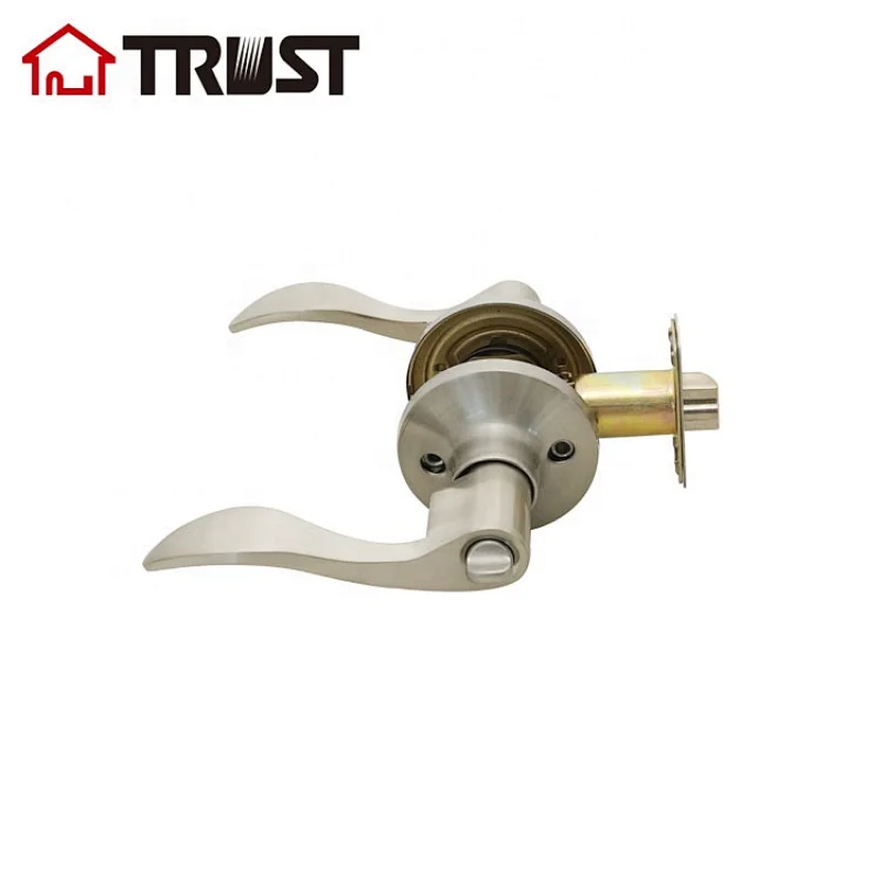 TRUST 6461-SN Satin Nickel ANSI Grade 3  Entry Lock Tubular Lever Lock For Wooden Door