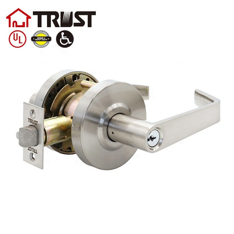 TRUST 4578(F80)SNTRUST 4578-E(F87)SN Master Lock Keyed Entry Door Lock, Commercial Lever Style Handle, Satin Nickle, SLCHKE26D