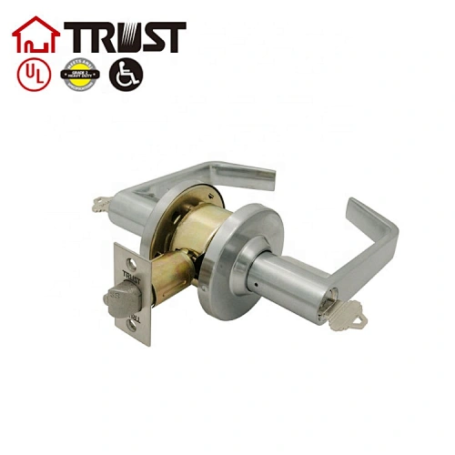 TRUST 4478 E(F87)-SC Heavy Duty Designer Commercial Lever Door Lock (Satin Chrome, 26D) , Grade 2 Industrial Door Handle - UL 3 Hour Fire Rated