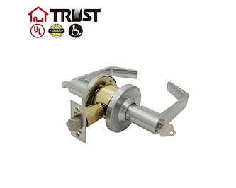 TRUST 4478 E(F87)-SC Heavy Duty Designer Commercial Lever Door Lock (Satin Chrome, 26D) , Grade 2 Industrial Door Handle - UL 3 Hour Fire Rated