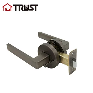 TRUST ZH038-BK-SBN Door Handle Lever with Modern Contemporary Slim Round Design for Privacy in SBN
