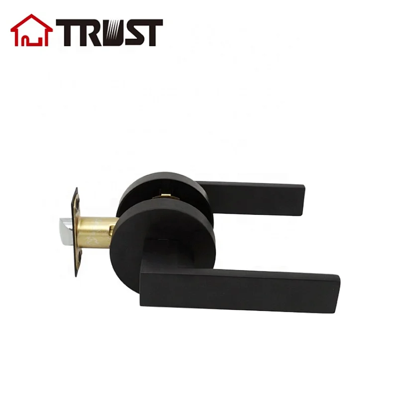TRUST 6913-R-MB Tubular Lever Grade 3 Interior Doors Handle Matte Black Passage Door Lock