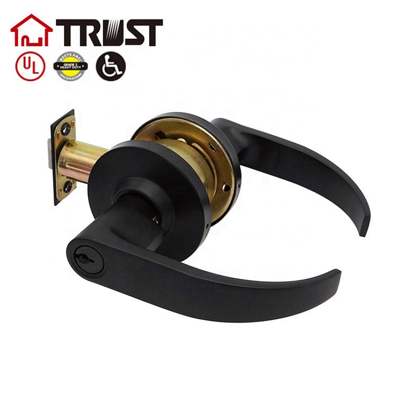 TRUST 4491-MB ANSI Dynasty Hardware Commercial Keyed Office Entry Lever, Matt Black Finish
