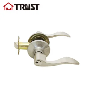 TRUST 6461-SN Satin Nickel ANSI Grade 3  Entry Lock Tubular Lever Lock For Wooden Door