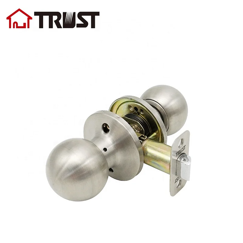 TRUST 6873-SS American style Tubular Knob Door Lock ANSI Grade 3  Keyed Entry Round Knob Lock