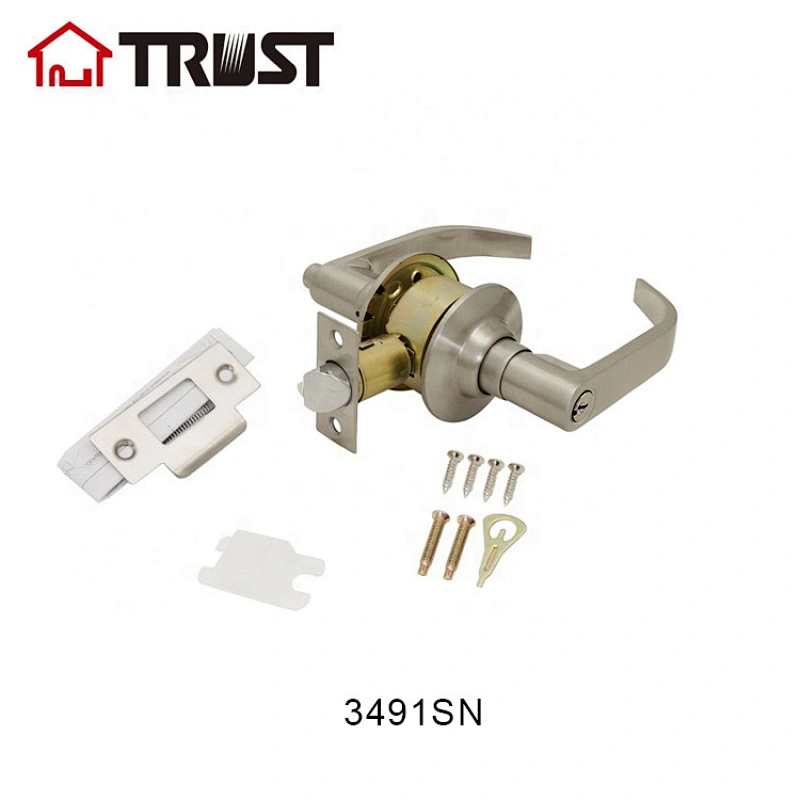 TRUST 3491-SN Brushed Satin Nickle Interior Door Handle Entry Lock Lever Leverset
