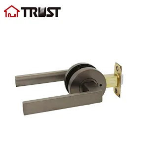 TRUST ZH038-BK-SBN Door Handle Lever with Modern Contemporary Slim Round Design for Privacy in SBN