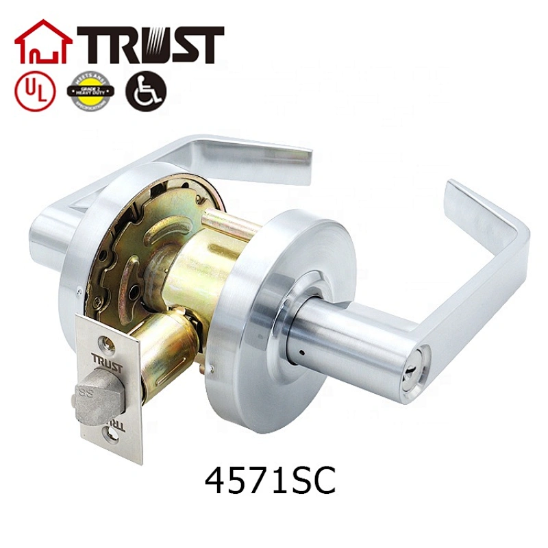 TRUST 45 Series Dynasty Hardware Grade 2 Commercial Duty Office Door Keyed Lever Lockset, Satin Nickle Finish