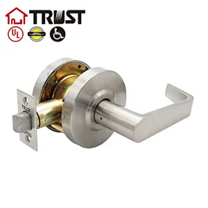 TRUST 4579-A-SN ANSI Heavy Duty Designer Commercial Lever Door Lock (Satin Nickle, 26D), Grade 2 Industrial Door Handle - UL 3 Hour Fire Rated