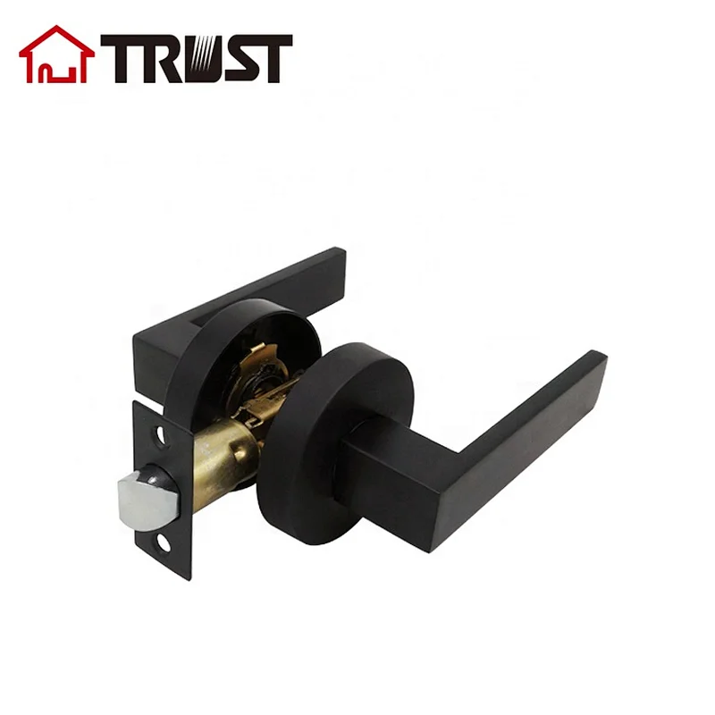 TRUST 6913-R-MB Tubular Lever Grade 3 Interior Doors Handle Matte Black Passage Door Lock