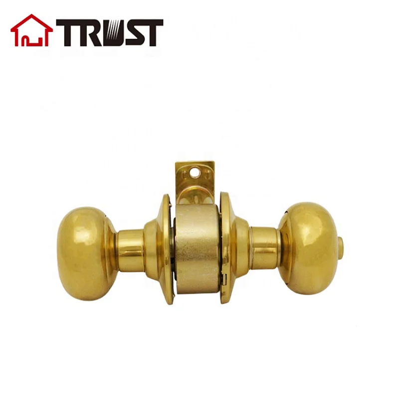 TRUST 3351-PB  Cylindrical Knob Lock  ANSI Grade 3 Entry Door Lock For Wooden Door
