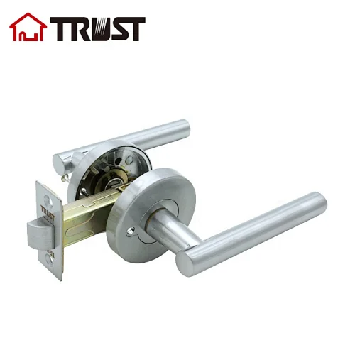 ZH027 BK-SC - Contemporary / Modern Door Handles / Levers (Privacy / Passage) in Satin Chrome Finish