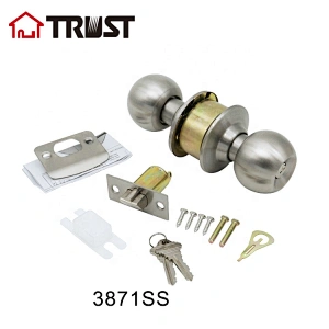 TRUST 3871-SS Interior Door Handles Cylinder  Stainless Steel Security Rose Handle Knobs Lock