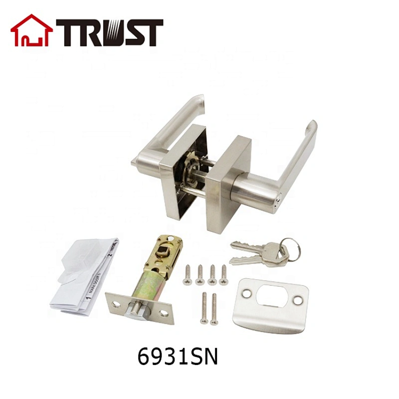 TRUST 6931-SN Heavy duty Tubular Lever Handle Grade 3 Door Lock Satin Nickel Finish