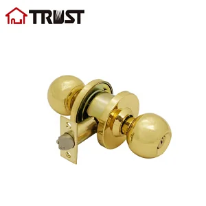 TRUST 4371-PB HDynasty Hardware AUG-00-26D Grade 2 Commercial Duty Office Door Keyed Lever Lockset, Polished Brass Finish