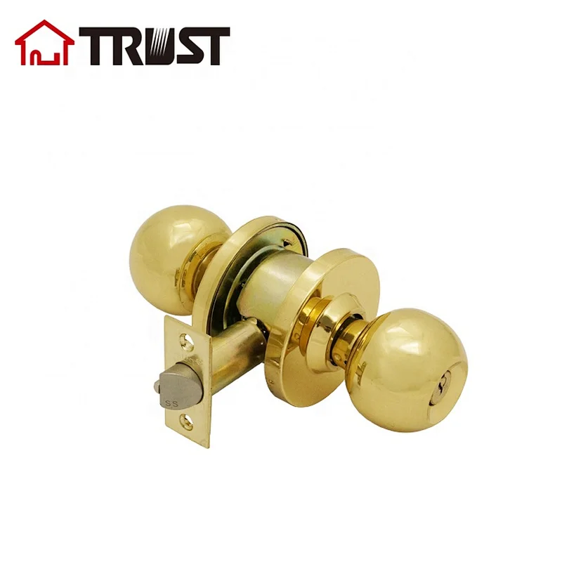 TRUST 4371-PB HDynasty Hardware AUG-00-26D Grade 2 Commercial Duty Office Door Keyed Lever Lockset, Polished Brass Finish