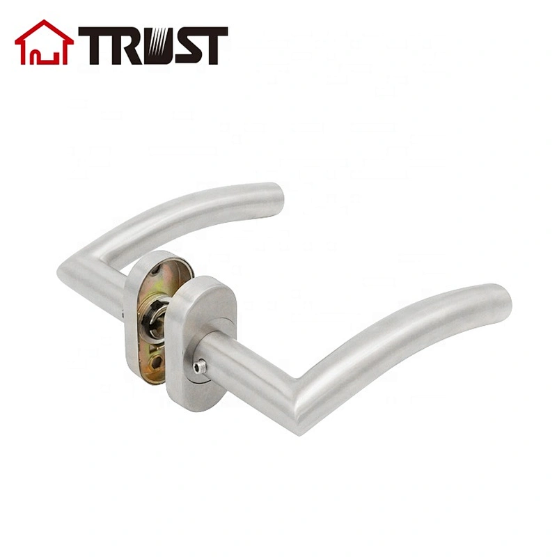 TRUST TH005-SS-OV Satin Nickel  Euro Door Lever With Oval Cylinder Cover