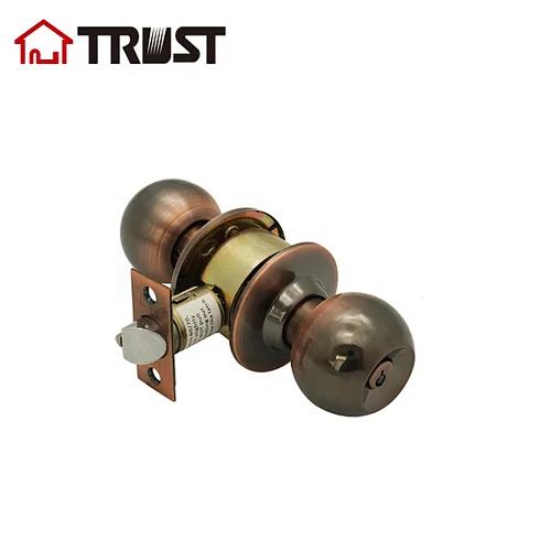 TRUST 3871-AC Interior Security Doorknob with Lock and  Keys Ball Indoor Entry Handle Lockset