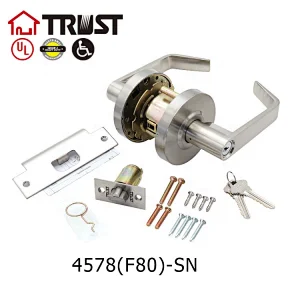 TRUST 4578(F80)SNTRUST 4578-E(F87)SN  Master Lock Keyed Entry Door Lock, Commercial Lever Style Handle, Satin Nickle, SLCHKE26D