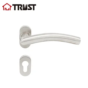 TRUST TH005-SS-OV Satin Nickel  Euro Door Lever With Oval Cylinder Cover