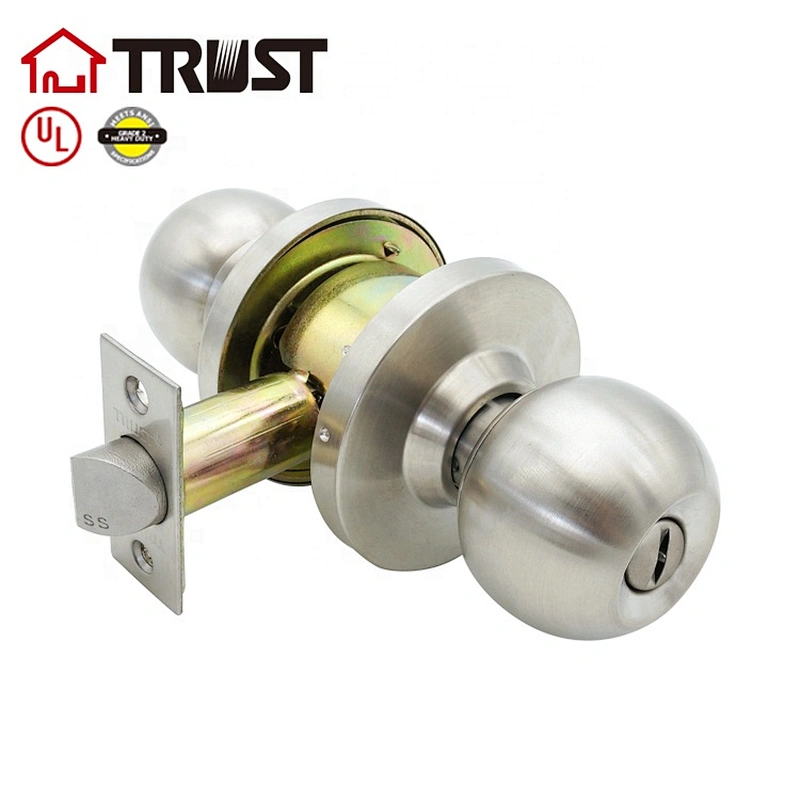华信4372SS 美标二级铜芯圆柱锁利球形锁 不锈钢浴室门锁球锁卫生间门锁