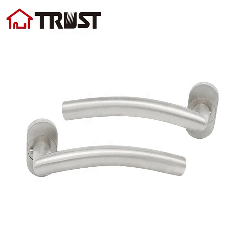 TRUST TH005-SS-OV Satin Nickel  Euro Door Lever With Oval Cylinder Cover