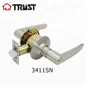 TRUST 3411-SN Cylindrical Lever  Door Lock Straight Entry Door Lever, Satin Nickel