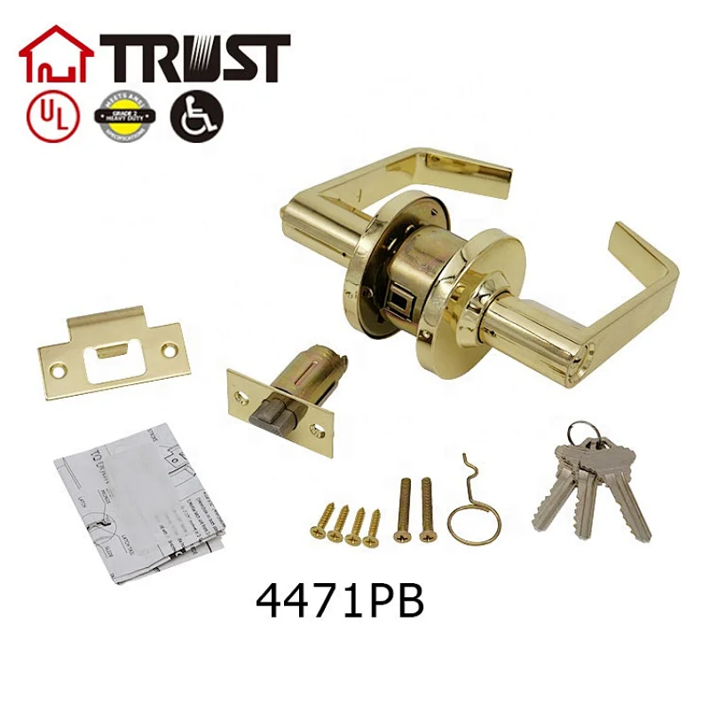 4471PB-ET Commercial Grade 2 Commercial Duty Door Lever-Passage Lockset, Polished Brass Finishh