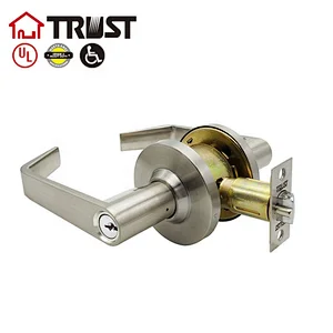 TRUST 4478 E(F87)-SN Heavy Duty Designer Commercial Lever Door Lock (Satin Nickle, 26D)Grade 2 Industrial Door Handle - UL 3 Hour Fire Rated