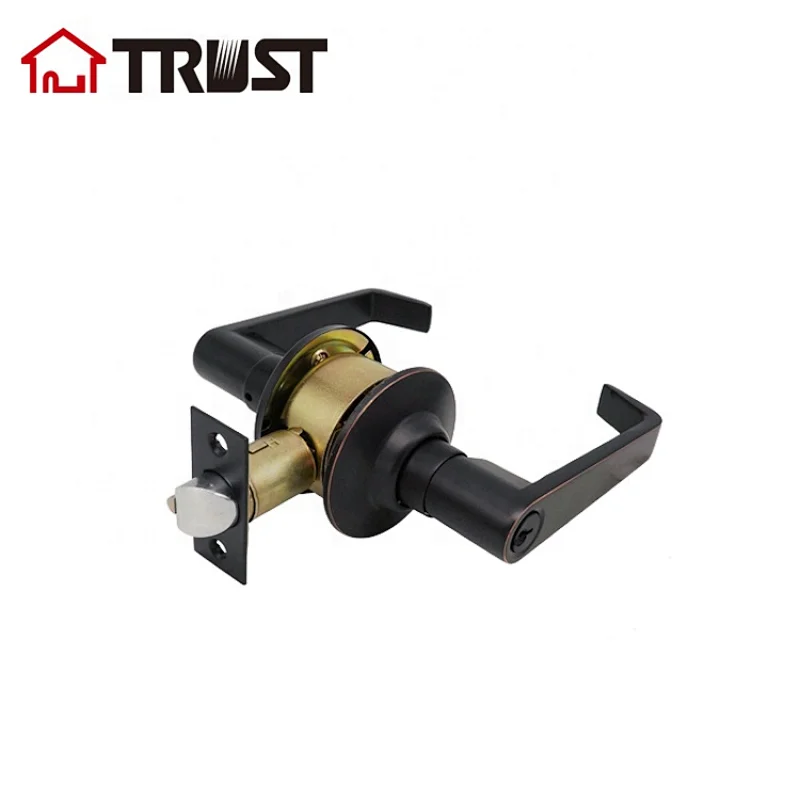 TRUST 3431-RB Cylindrical Black Door Handle Lever ANSI Grade 3 Lever Lock