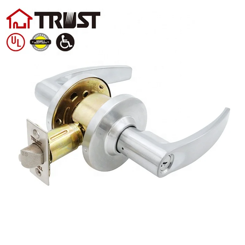 TRUST 4411-SC Heavy Duty Grade 2 Commercial Cylindrical Entrance Lever in Satin Chrome