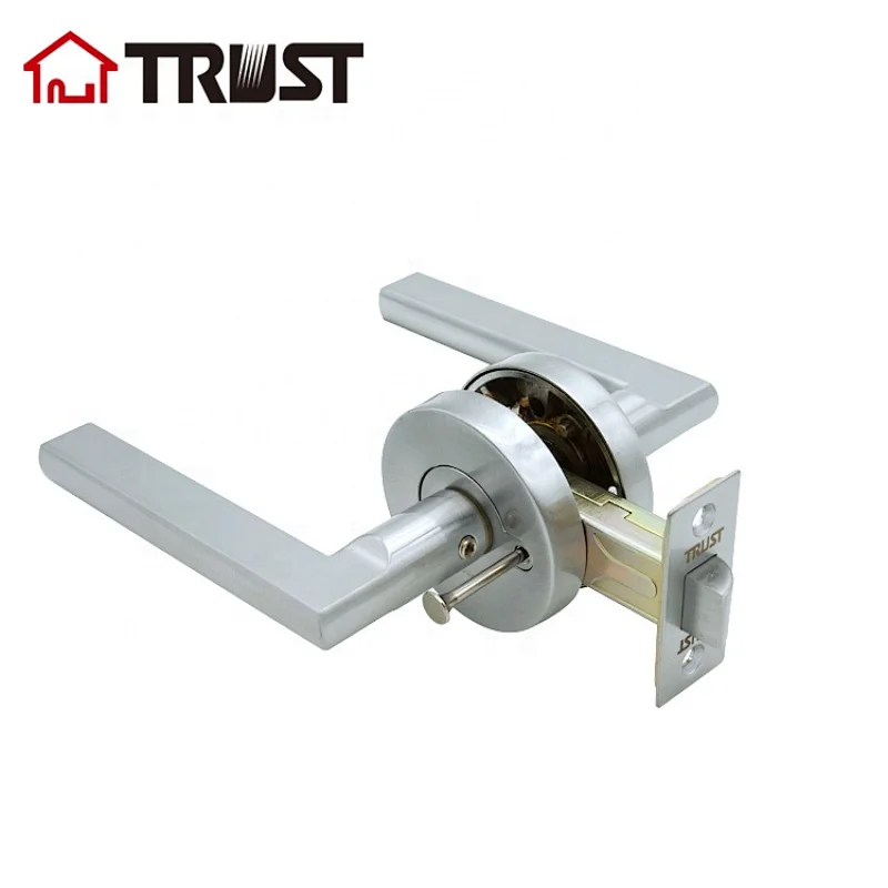 ZH036 BK-SC Polished Chrome Door Knobs Privacy Function Without Keys, Bedroom Bathroom Door Knobs Interior for Left or Right Handed Doors, Modern Door Levers