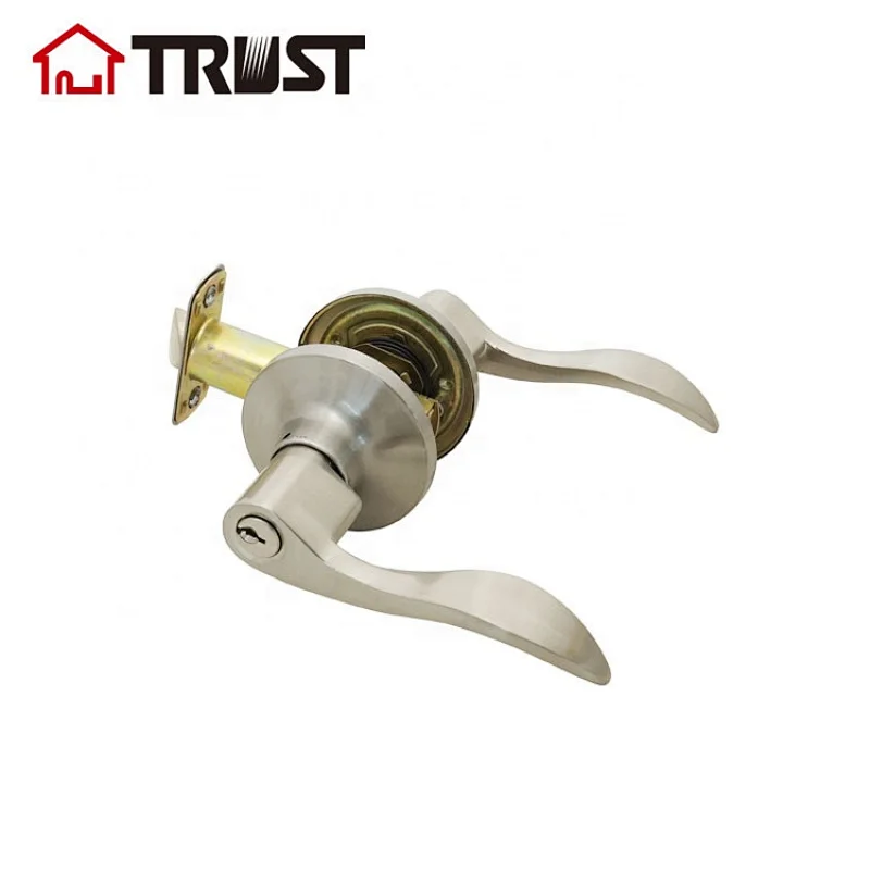 TRUST 6461-SN Satin Nickel ANSI Grade 3  Entry Lock Tubular Lever Lock For Wooden Door