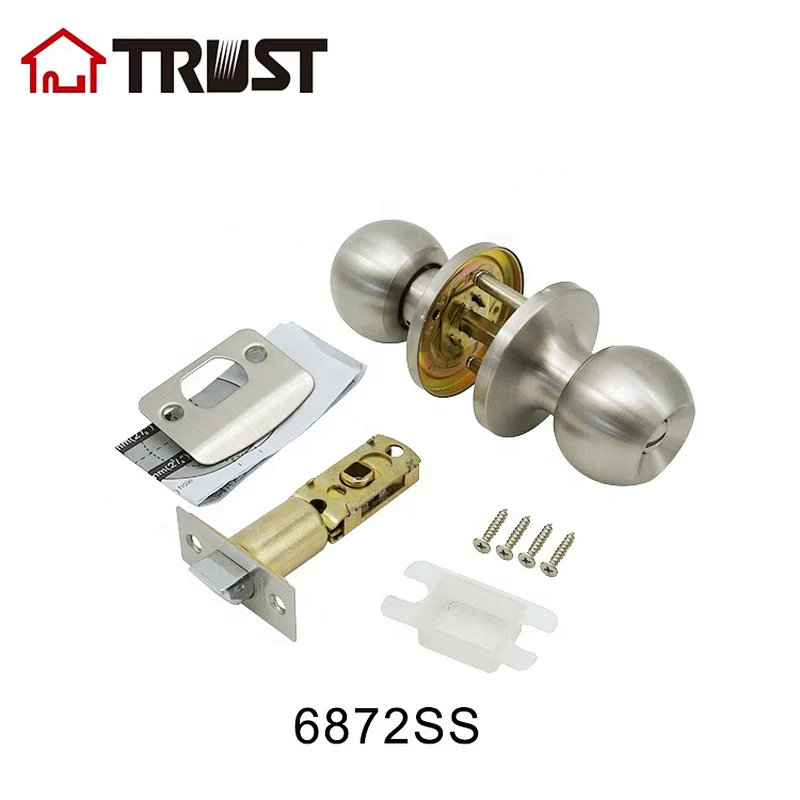 TRUST 6872-SS ANSI Grade 3 Tubular Knob Door Lock Brass Cylinder