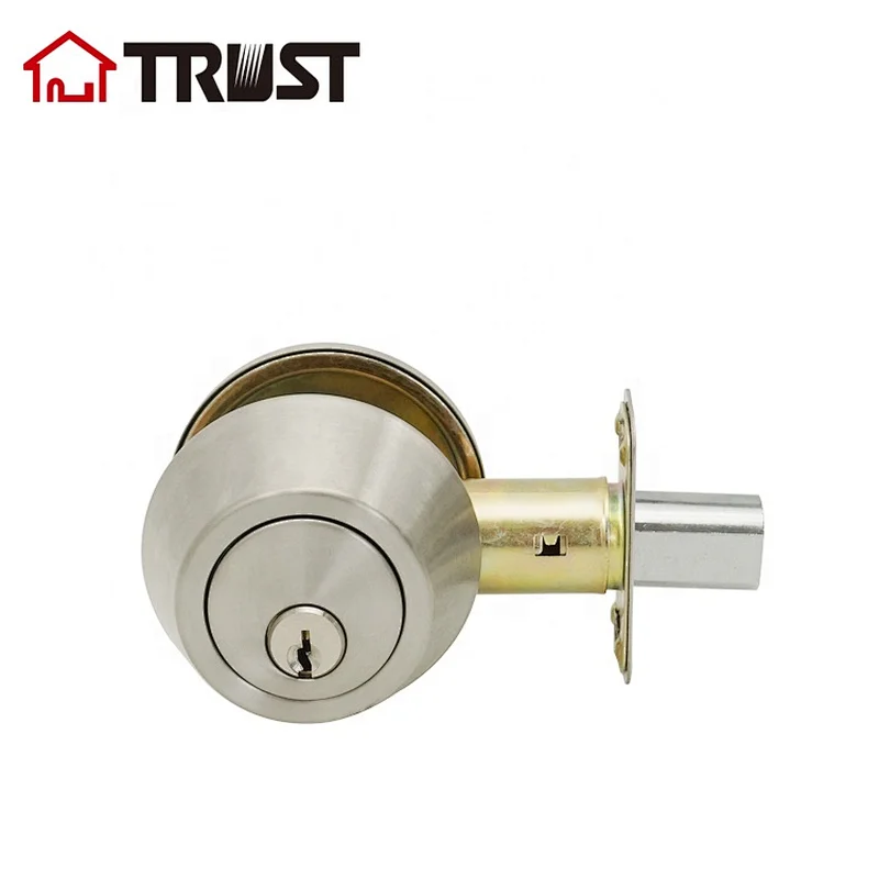 TRUST 7351-SS ANSI Grade 3 Single Deadbolt Lock Brass Cylinder and Key
