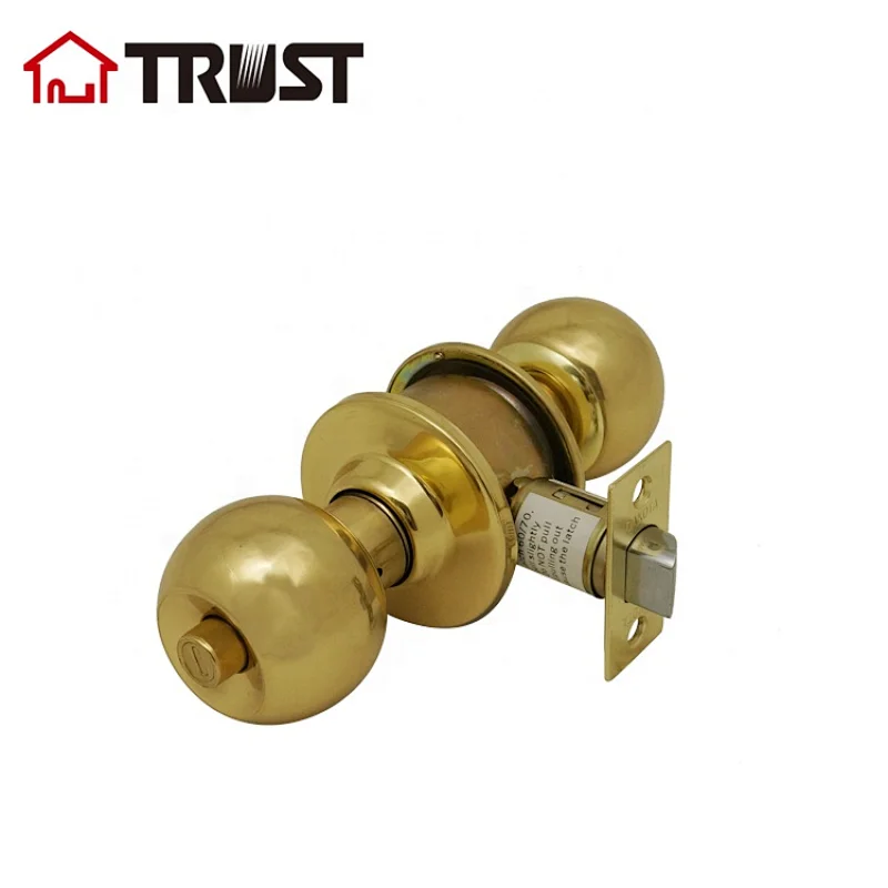 TRUST 3872-PB Bathroom Ball Door Knob Pravicy Function In Polished Brass