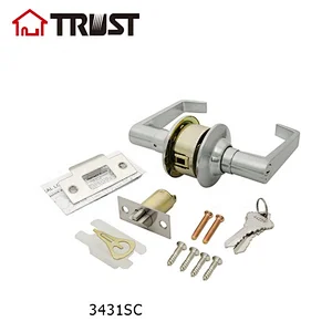 TRUST 3431-SC  ANSI Grade 3 Lever Handle Cylindrical Door Lock In Satin Chrome