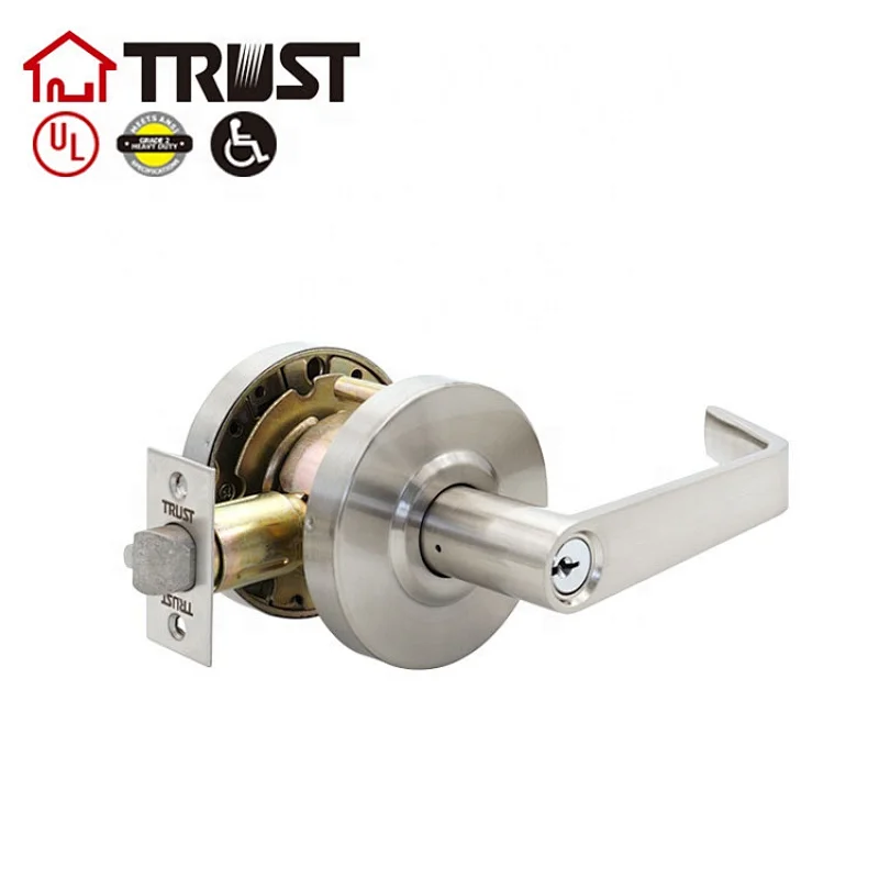 TRUST 4579-B SN Heavy Duty Designer Commercial Lever Door Lock (Satin Nickle, 26D) , Grade 2 Industrial Door Handle - UL 3 Hour Fire Rated