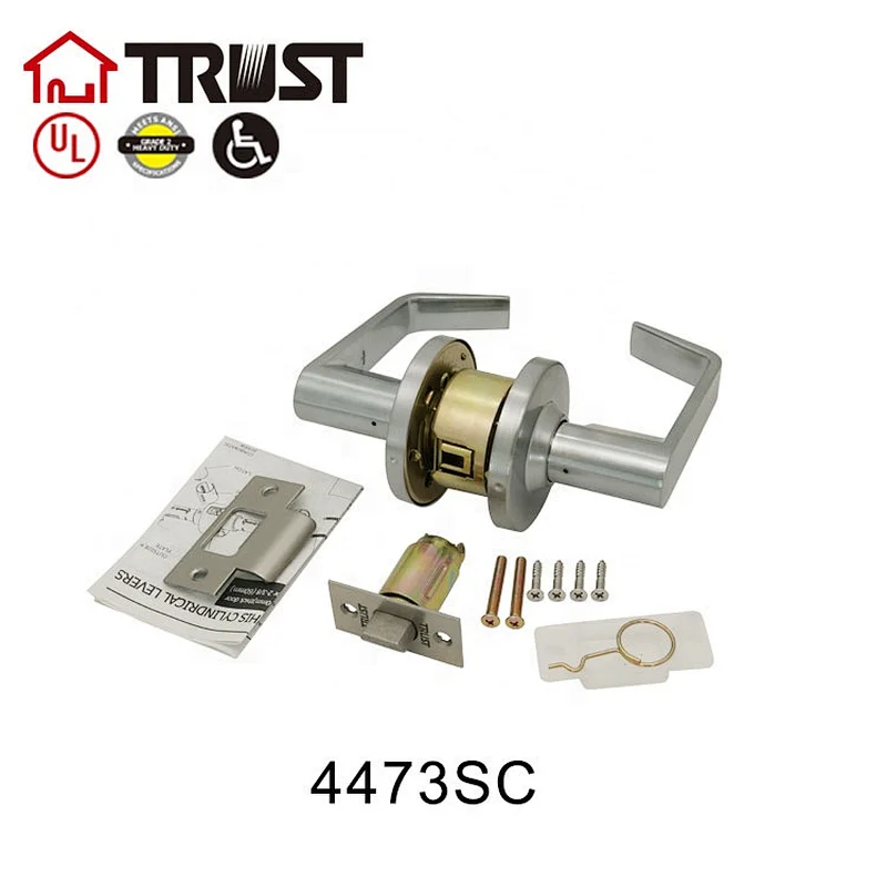 TRUST 4473-SC Heavy Duty Designer Commercial Lever Door Lock (Passage, Satin Chrome) , Grade 2 Industrial Door Handle