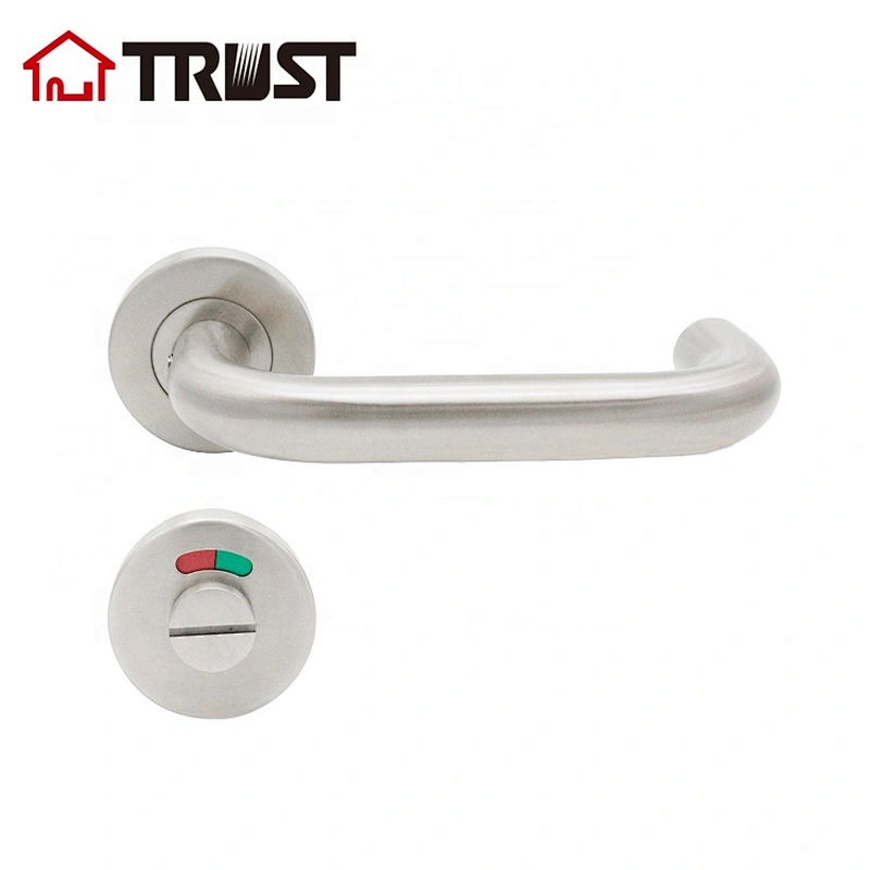 TRUST TH001-SS-ESBK Bathroom Privacy Lever Lock with Large Indicator for Men Women Restroom Inuse or Vacant, Perfect for Professional Office Buildings Apartment Airbnb Warehouse