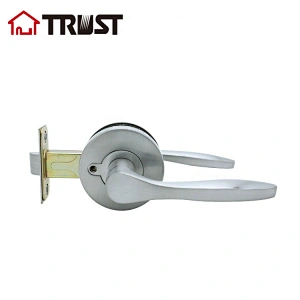 Bed /Bath Room Door Lever for Privacy Bathroom and Interior Door Heavy Duty Door Lock Handle Satin Chrome Finish, ZH028 BK-SC