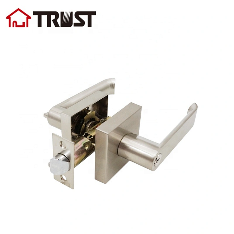 TRUST 6931-SN Heavy duty Tubular Lever Handle Grade 3 Door Lock Satin Nickel Finish