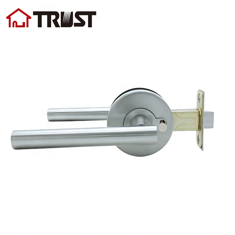 ZH027 BK-SC - Contemporary / Modern Door Handles / Levers (Privacy / Passage) in Satin Chrome Finish